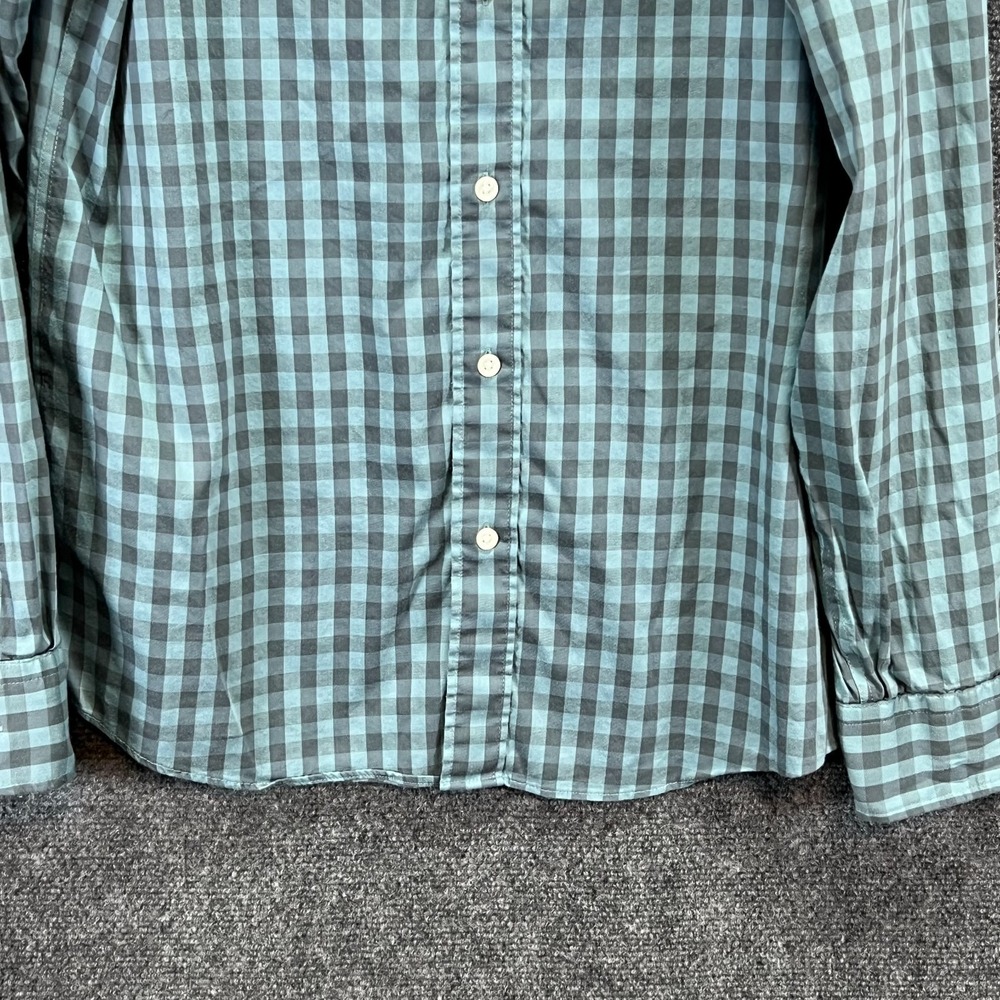 Faherty Brand Men's Supima Stretch LS Blue Teal Check Gingham Button Up Shirt M - Picture 8 of 15